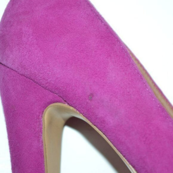 Madden Fuchsia Purple-Pink Suede Leather Pin-Up Stilettos Platform Heels 8.5 - Picture 7 of 8